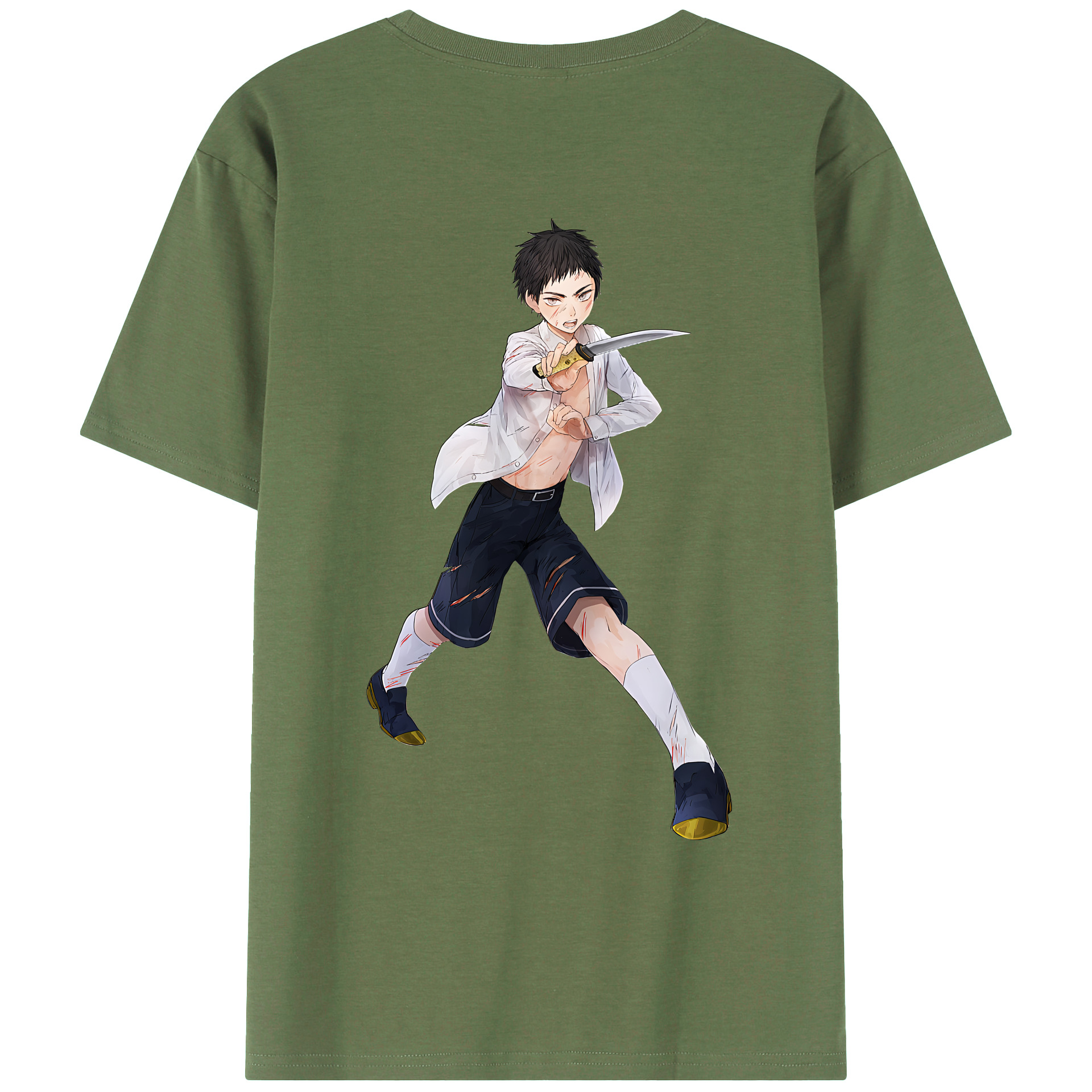 （画像用） 刀剣乱舞 Touken Ranbu 綿100％ メンズ半袖Tシャツ（バックプリント） 通気性